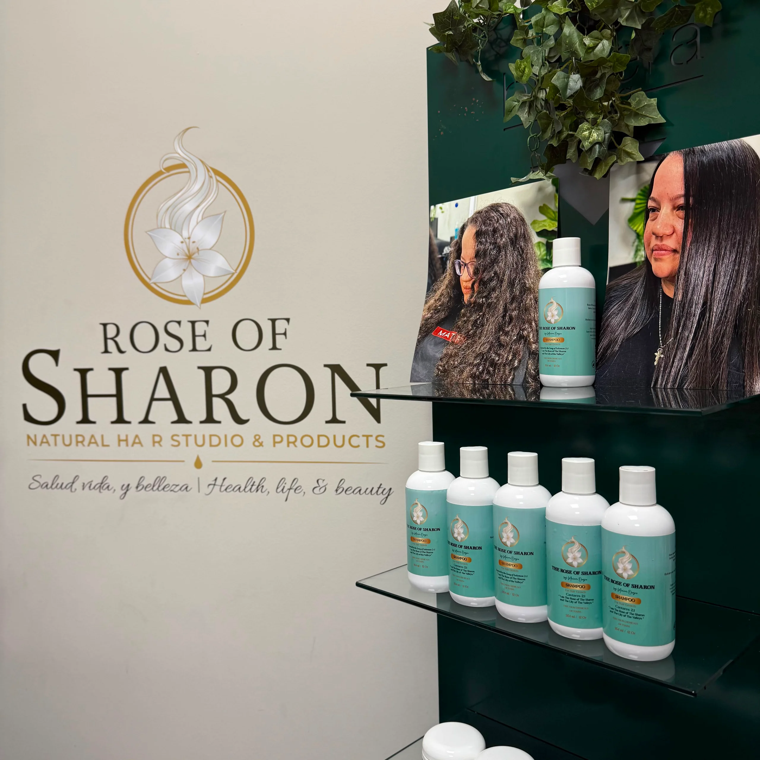 Inside the The Rose of Sharon studio, with the products on their shelves